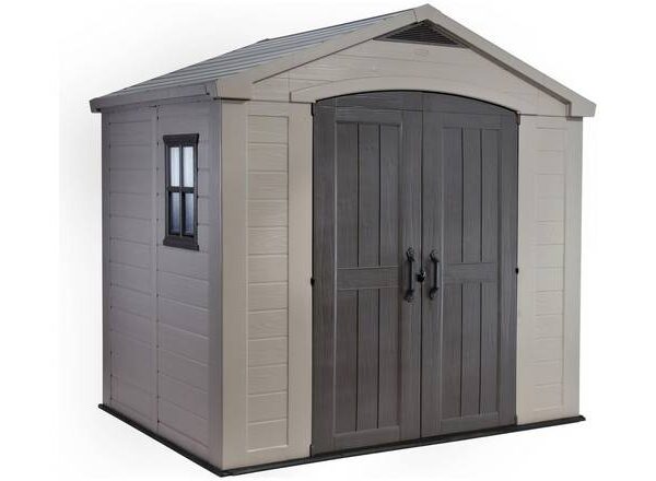 Keter Factor Apex Garden Storage Shed 8 x 6ft – Beige/Brown