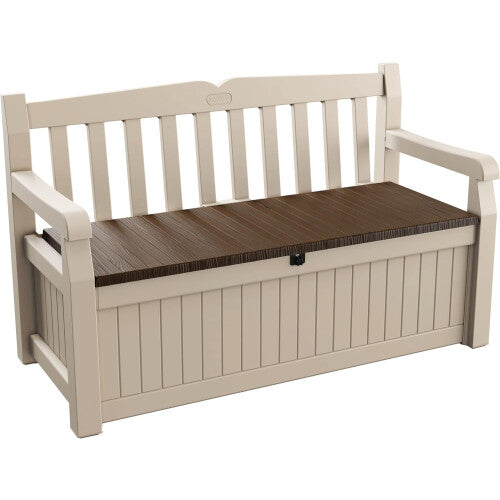Eden Bench 265L Outdoor recycled Garden Furniture Storage Box Beige & Brown