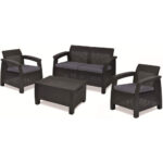 Keter Corfu Outdoor 4 Seater Rattan Garden Table & Chairs Set