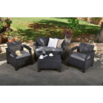 Keter Corfu Outdoor 4 Seater Rattan Garden Table & Chairs Set