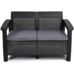 Keter Corfu Outdoor 4 Seater Rattan Garden Table & Chairs Set