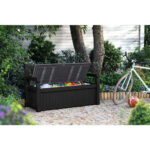 Keter Eden Bench Outdoor Storage Box Garden Furniture, Graphite and Grey, 132.5L x 75W x 18.5H cm
