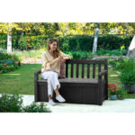 Keter Eden Bench Outdoor Storage Box Garden Furniture, Graphite and Grey, 132.5L x 75W x 18.5H cm