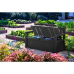 Keter Eden Bench Outdoor Storage Box Garden Furniture, Graphite and Grey, 132.5L x 75W x 18.5H cm