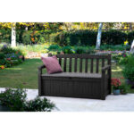 Keter Eden Bench Outdoor Storage Box Garden Furniture, Graphite and Grey, 132.5L x 75W x 18.5H cm